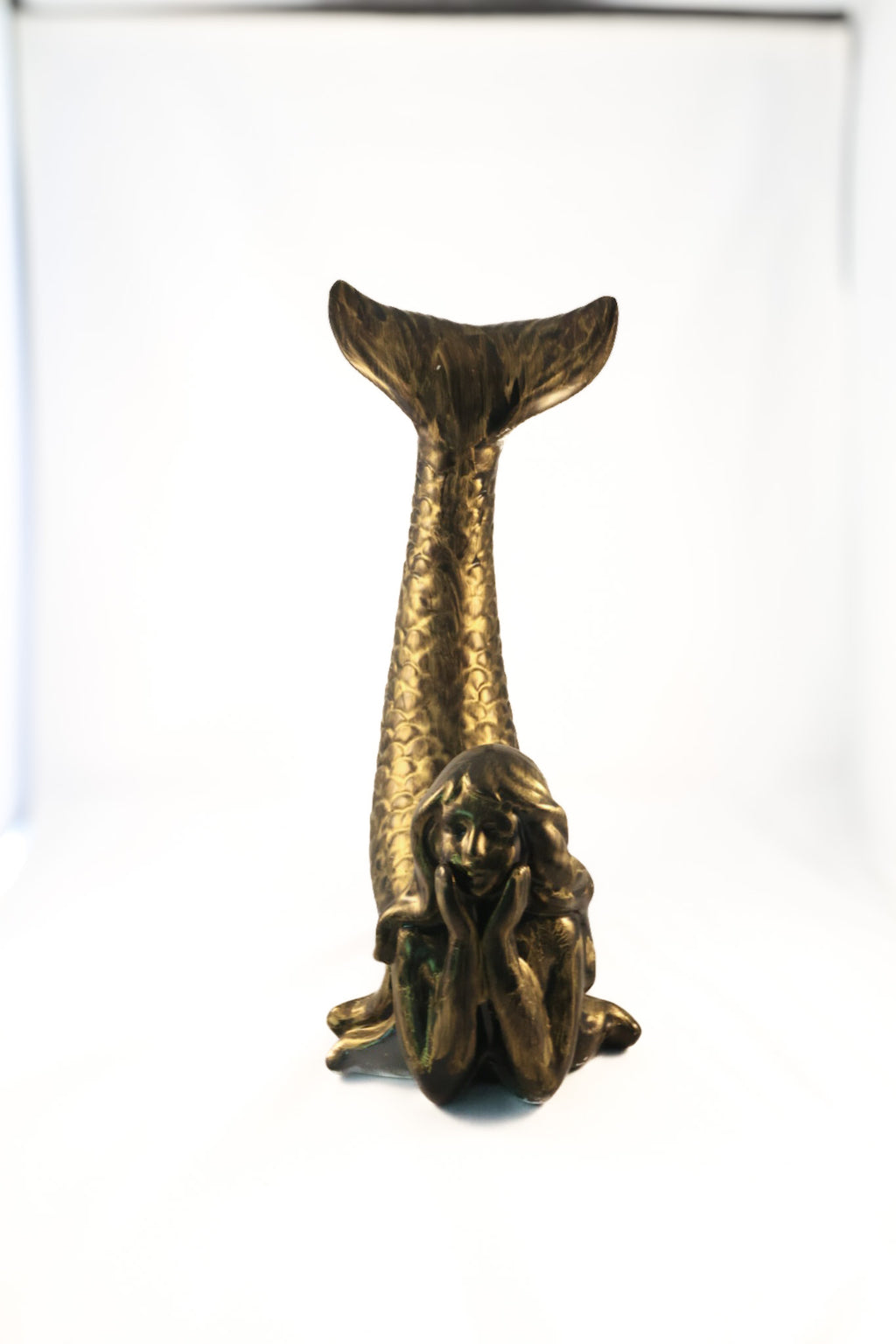 Vintage Mid-Century Style Bronze Finish Mermaid Figurine