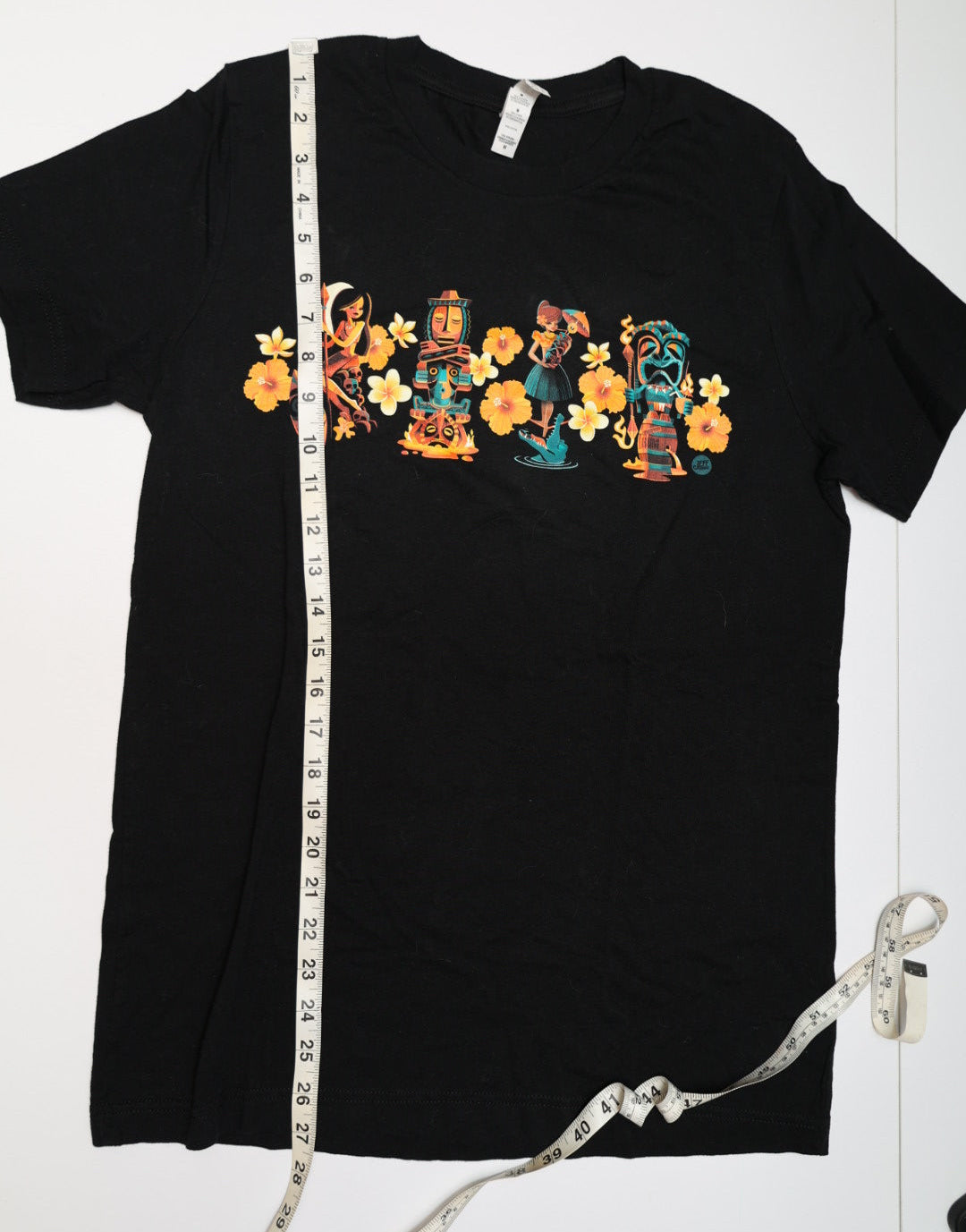 Vibrant Tiki Culture Graphic Tee - Bella+Canvas Black T-Shirt - Size M