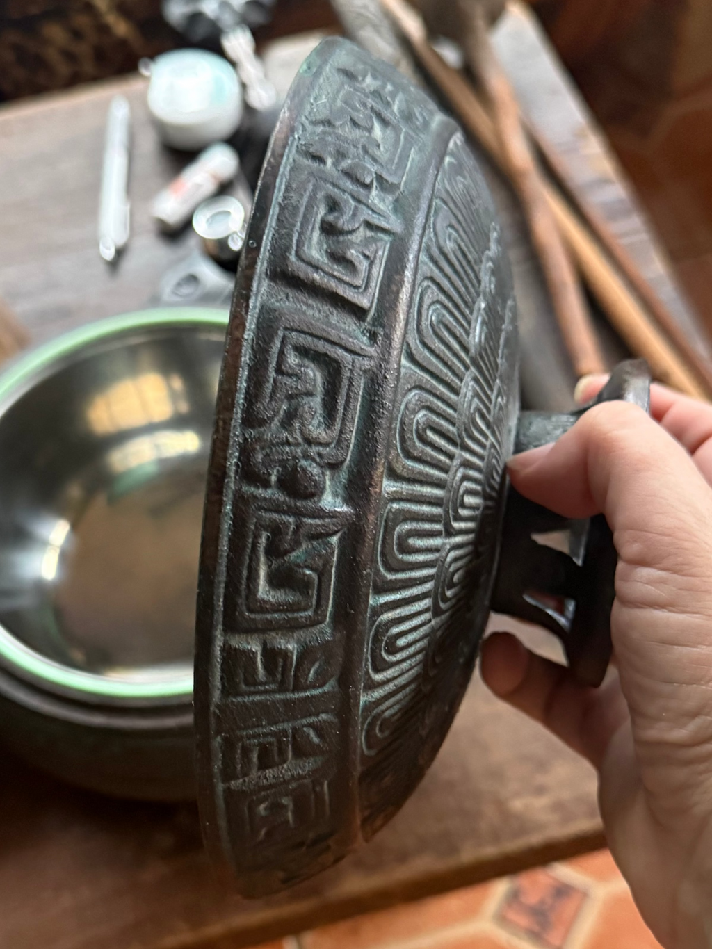 Vintage Mid-Century James Mont Style Chinese Archaic Censer Ice Bucket