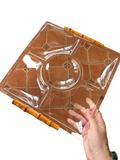 Vintage Mid-Century Glass Sectional Relish Tray with Faux Bamboo Handles | MCM, Tropical Tiki Barware